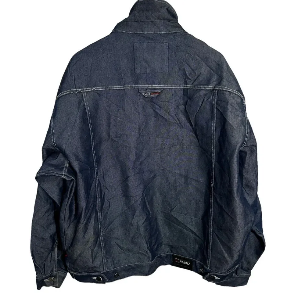 FUBU The Collection Blue‎ Denim Jacket Button Y2K 90s 3XL XXXL
